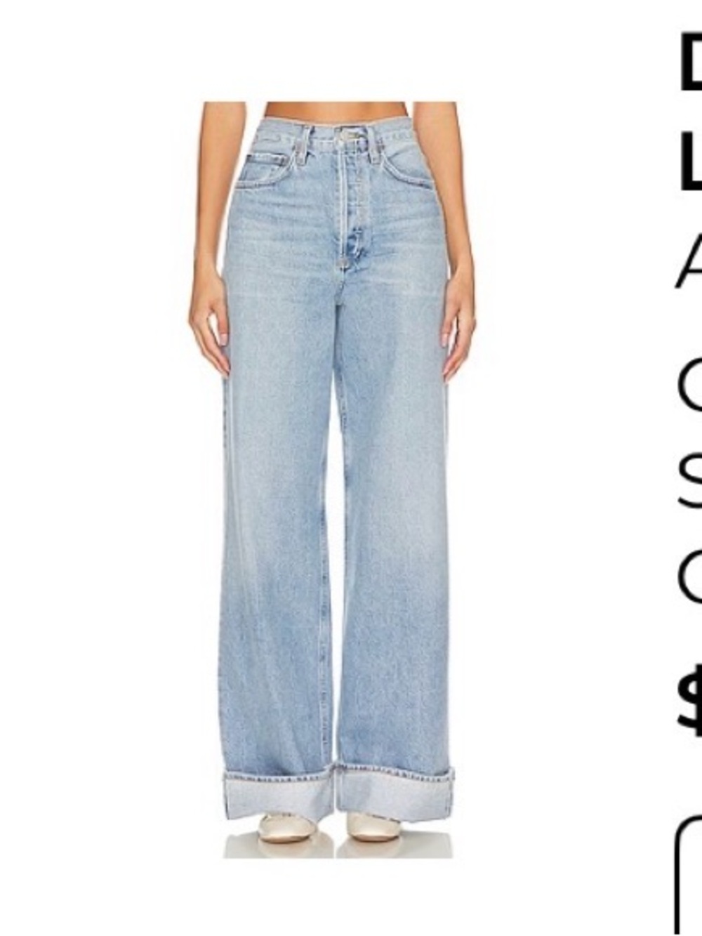 Agolde Dame High Rise Wide Leg Jeans in Light Blue (Showdown)